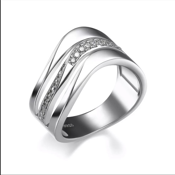 New 925 Silver Simple Personality Diamond Ring - Picture 4 of 6